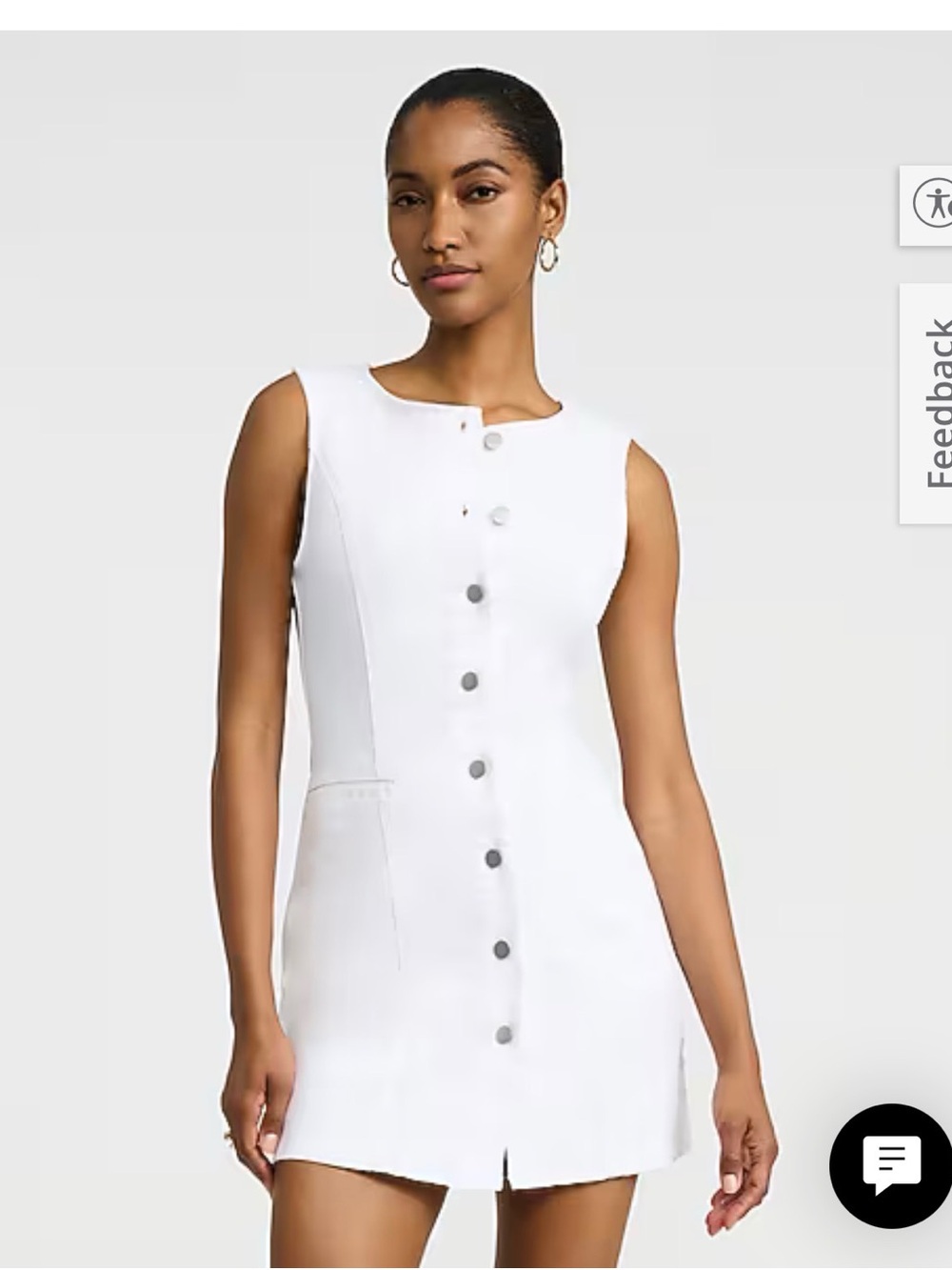 Express White Sleeveless Button-Front Mini Dress - Denim.